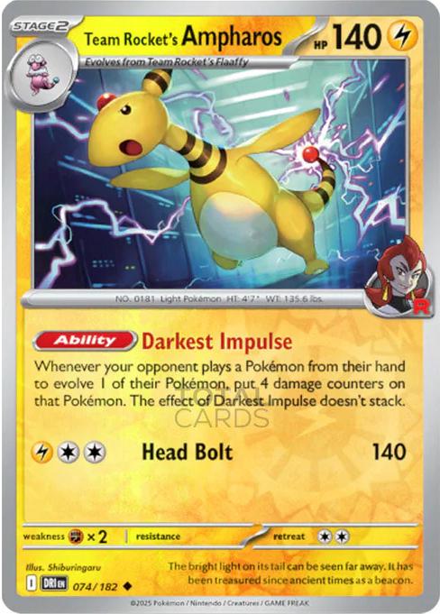 Team Rocket's Ampharos [Non Holo & Reverse Holo] - 74 (DRI)