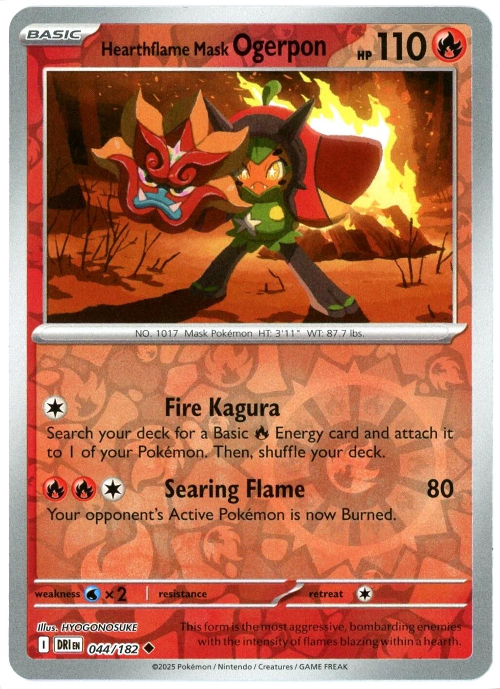 Hearthflame Mask Ogerpon [Non Holo & Reverse Holo] - 44 (DRI)