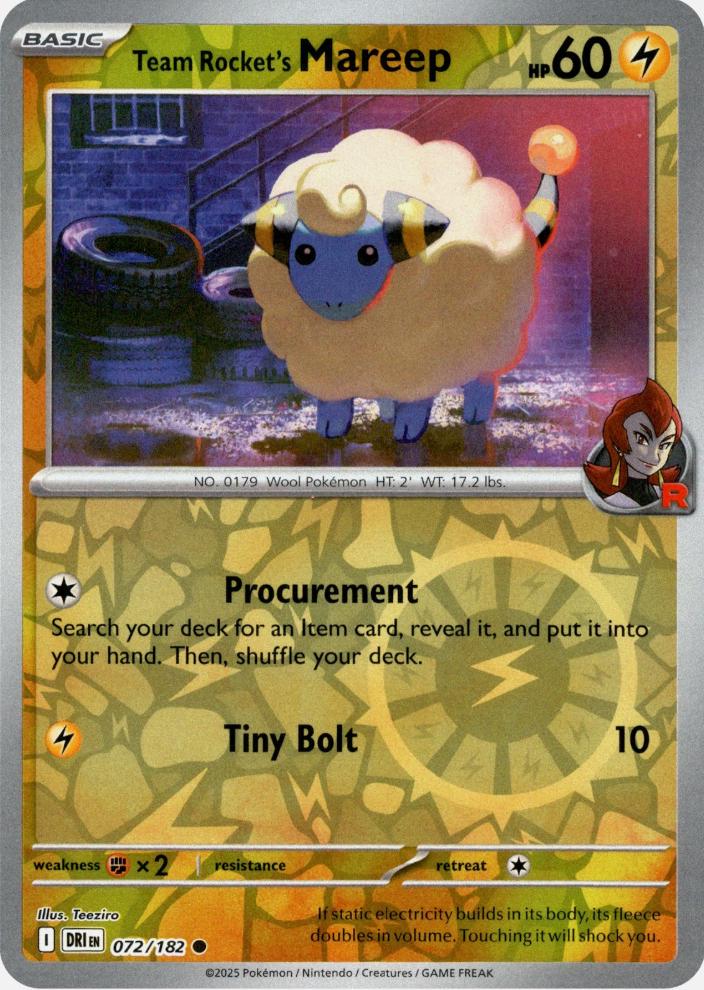 Team Rocket's Mareep [Non Holo & Reverse Holo] - 72 (DRI)