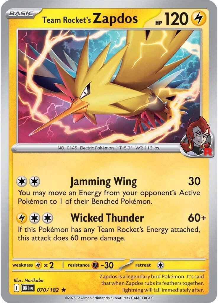 Team Rocket's Zapdos [Holo & Reverse Holo] - 70 (DRI)